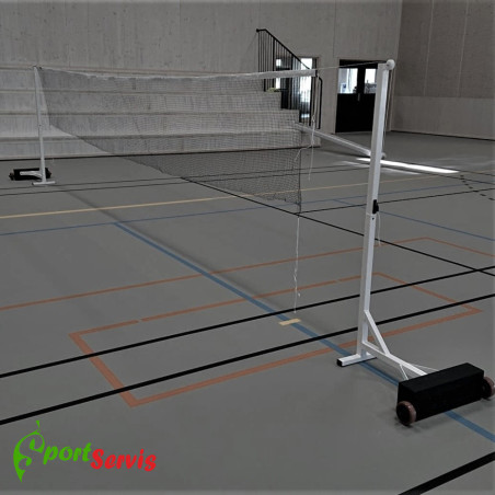 Portable badminton posts with wheels and adjustable weights 30–60–90 kg