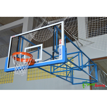 The basketball construction with electric raised, backboard projection 400 - 550 cm