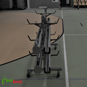 The trolley for carrying the volleyball posts