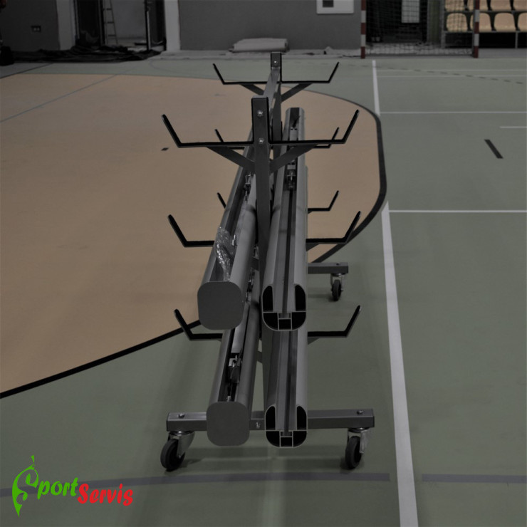 The trolley for carrying the volleyball posts
