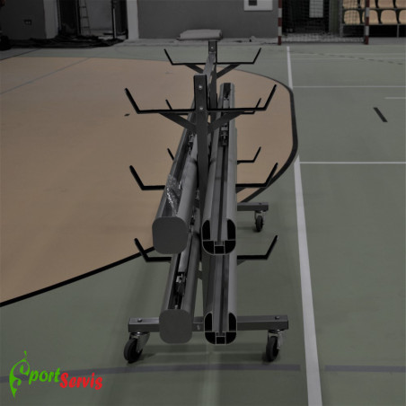 The trolley for carrying the volleyball posts
