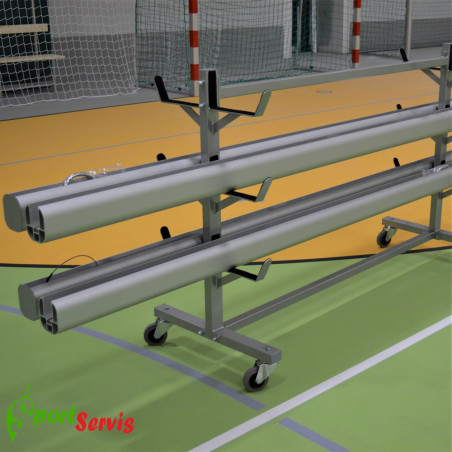 The trolley for carrying the volleyball posts