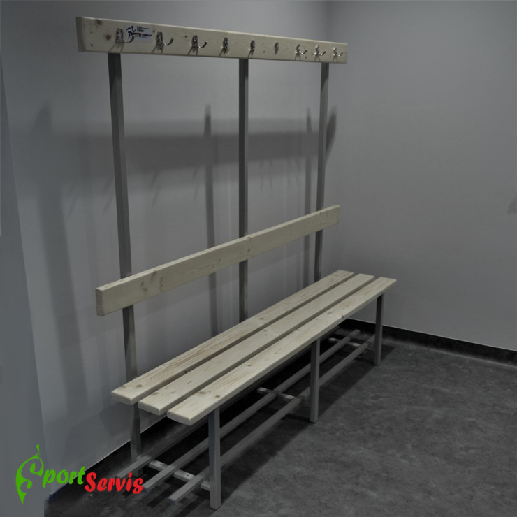 Two-Sided Locker Room Bench with Hooks – School & Sports Furniture