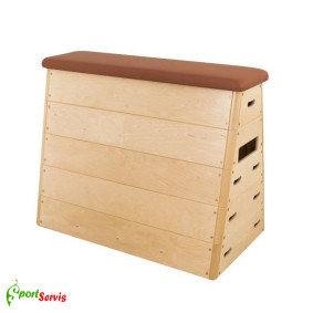 Gymnastic vaulting box, synthetic leather