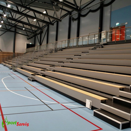 The telescopic tribune indoor with bench seat