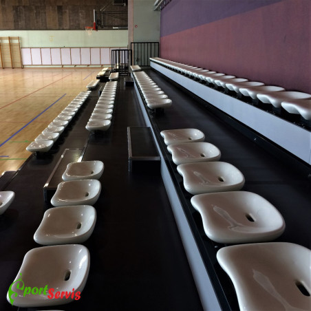 he telescopic tribune indoor with plastic seats