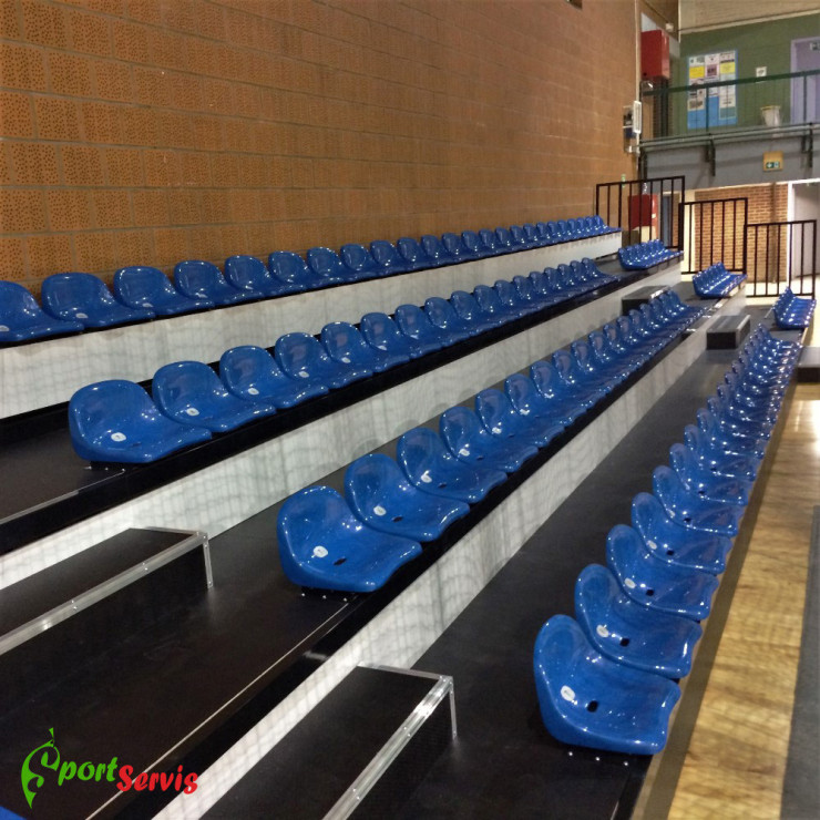 he telescopic tribune indoor with plastic seats