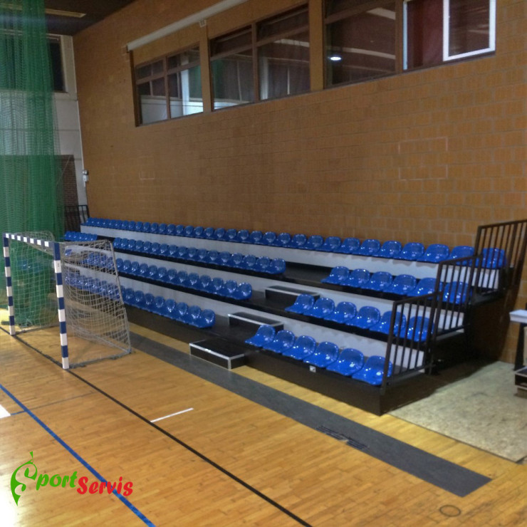 he telescopic tribune indoor with plastic seats