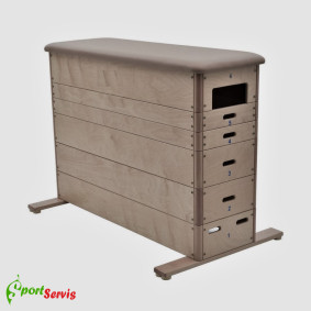 Gymnastic straight vaulting box, natural leather