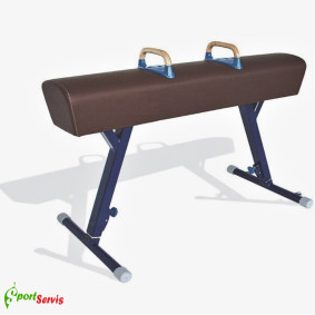 Gymnastic pommel horse, with handles, synthetic cover