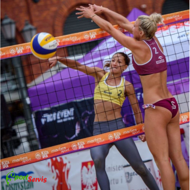 Beach volleyball net, professional with printed logo