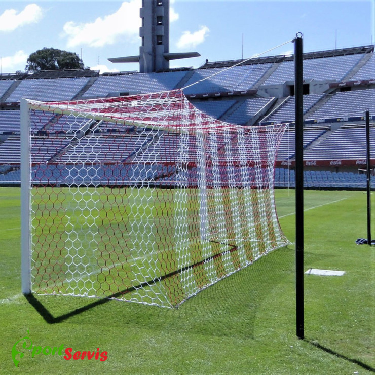 Football nets 7,32x2,44m, professional goals, thick 5mm, honey comb, with two colours