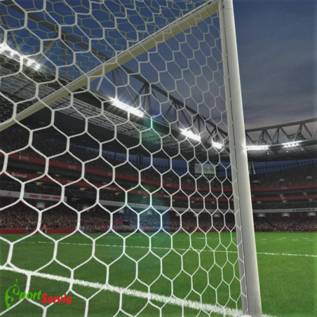 Football net FIFA 7,32x2,44m, to the professional goal, thick 5mm, honey comb, white