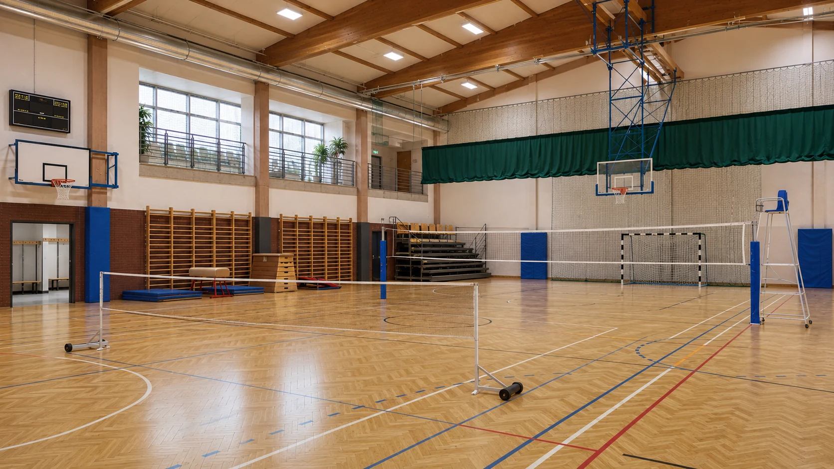Interaktywna plansza wyposażenia sali sportowej